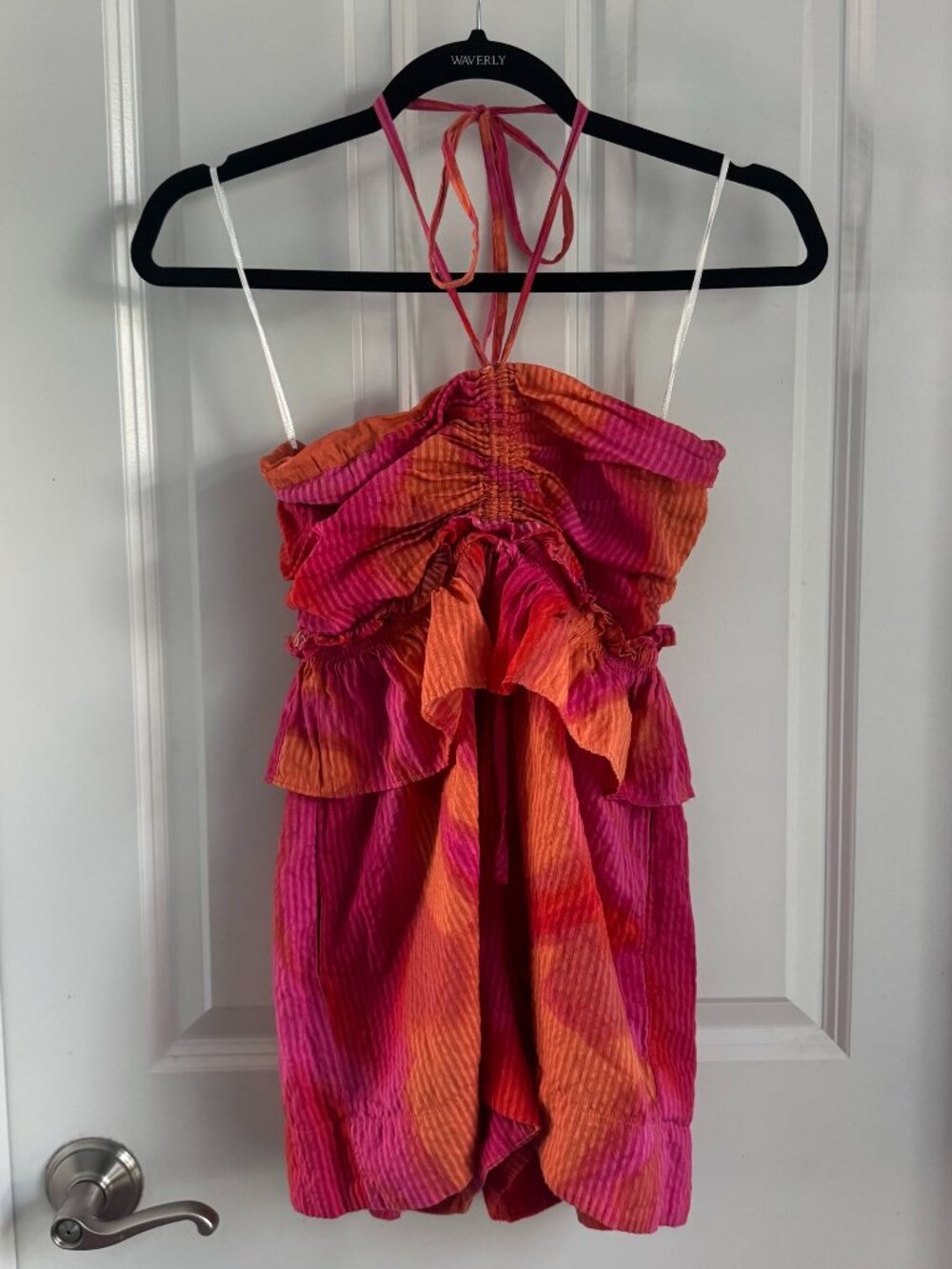 Circus NY by Sam Edelman Elyse Cotton Halter Romper Sunset Slick-Carmine Rose